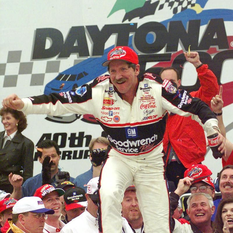 Dale Earnhardt celebrates winning Daytona 500