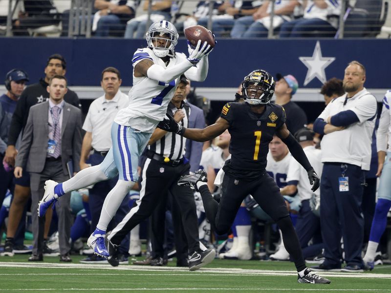 Dallas Cowboys cornerback Trevon Diggs intercepts a pass