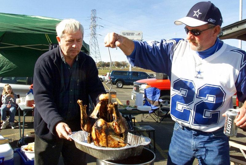 Dallas Cowboys fans at a Thanksgiving tailgate in 2002