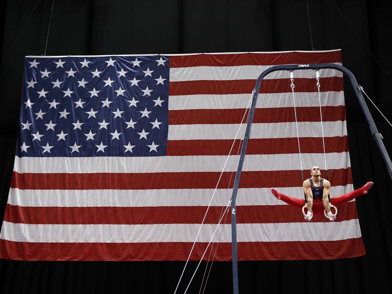 Danell Leyva competes on the rings