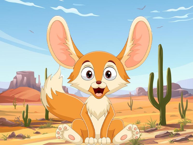 Desert Scene with fennec fox