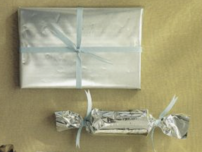 DIY upcycled gift wrap with foil