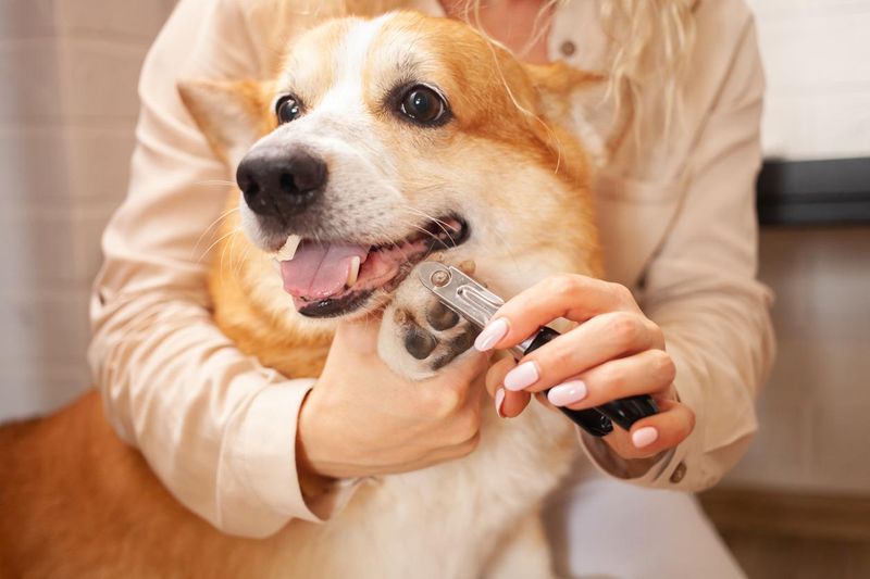 Dog getting its nails clipped