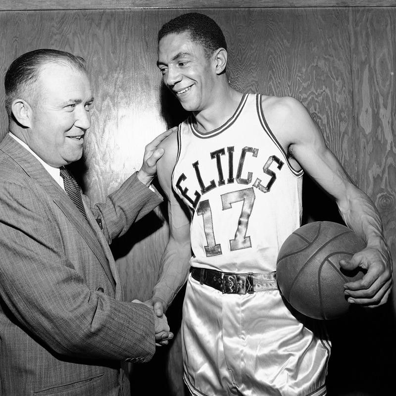 Don Barksdale greets Walter Brown