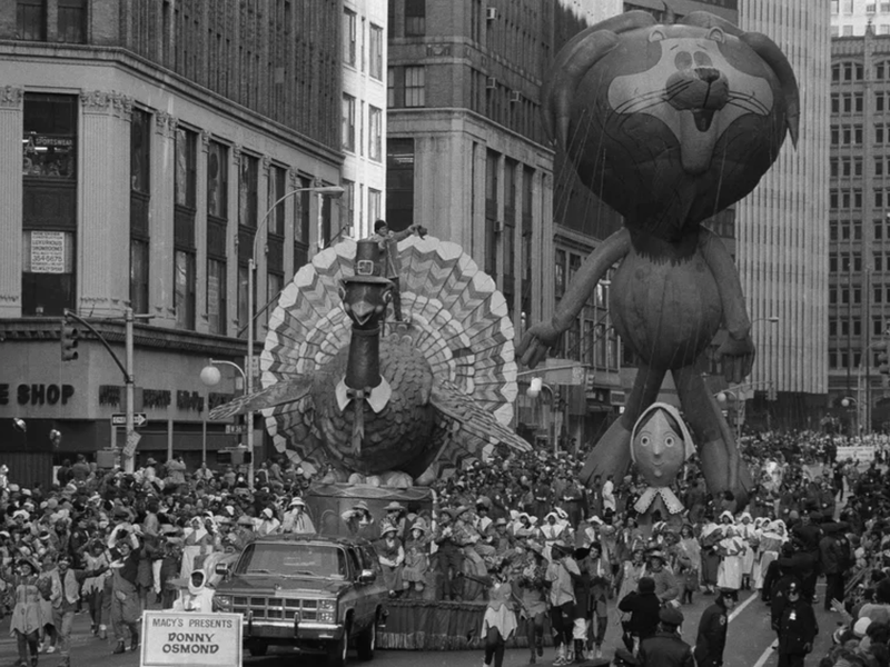 Donny Osmond on a turkey float at the 1981 Macy's Thanksgiving Day Parade