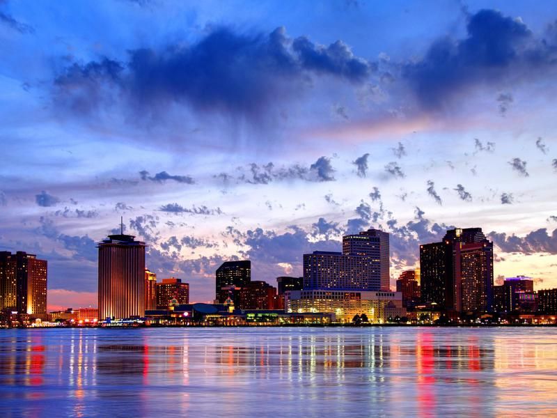 Downtown New Orleans Louisiana skyline along the Mississippi River