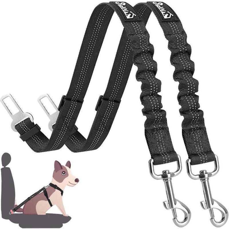 haapaw Dog Seatbelt 2 Packs Adjustable Stretchable Dog Seat Belt with a Double Breathable Mesh Dog Car Harness 