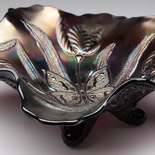 Dugan Butterfly and Tulip Glass Bowl