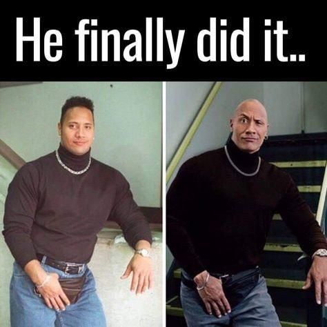 Dwayne Johnson dressed up as his younger self