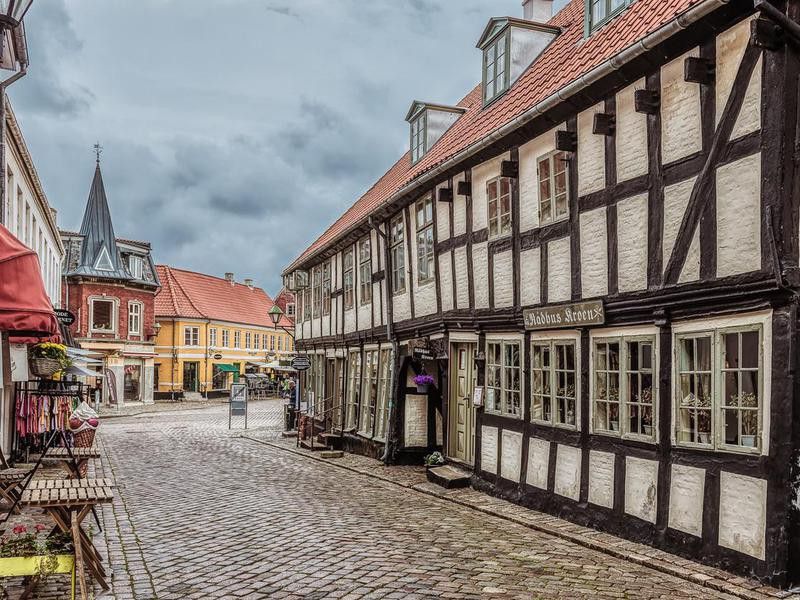 Ebeltoft historic old town in Denmark