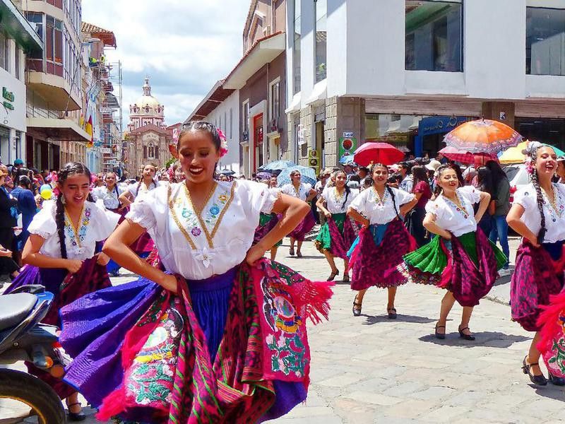 Ecuadorian traditional dance parade