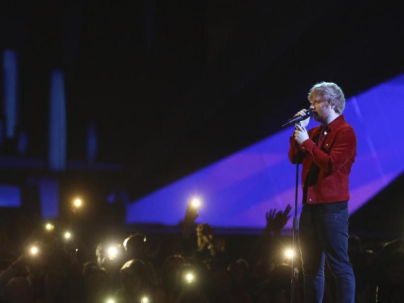 Ed Sheeran performs at Brit Awards