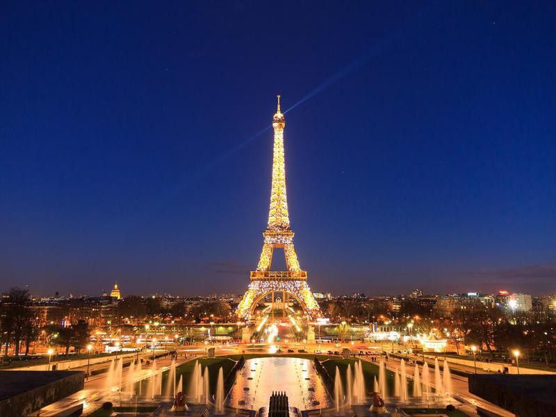 Eiffel tower blue lights