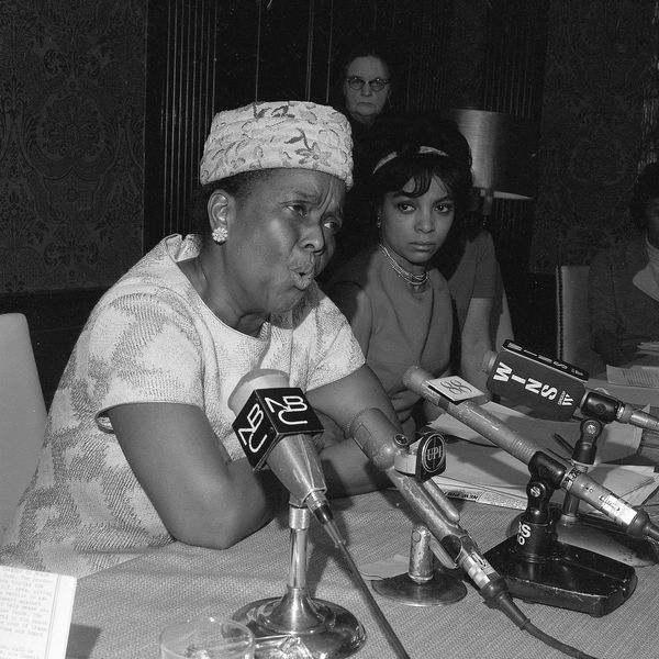 Ella Baker, official of the Southern Conference Educational Fund, speaks at the Jeannette Rankin news conference on Jan. 3, 1968.  (AP Photo/Jack Harris)