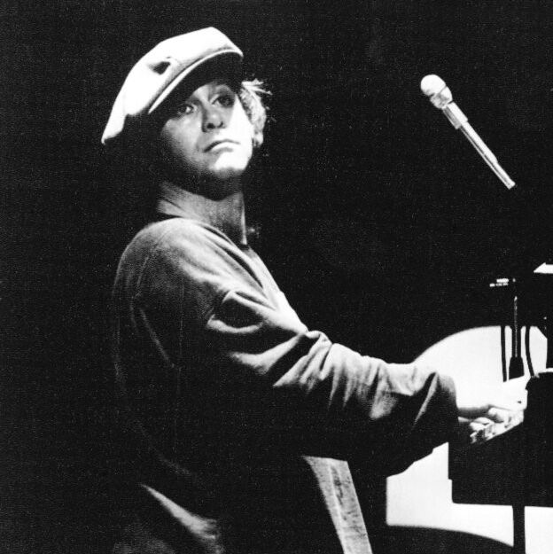 Elton John on the stage of the Theatre des Chams-Elysees in Paris, 1979