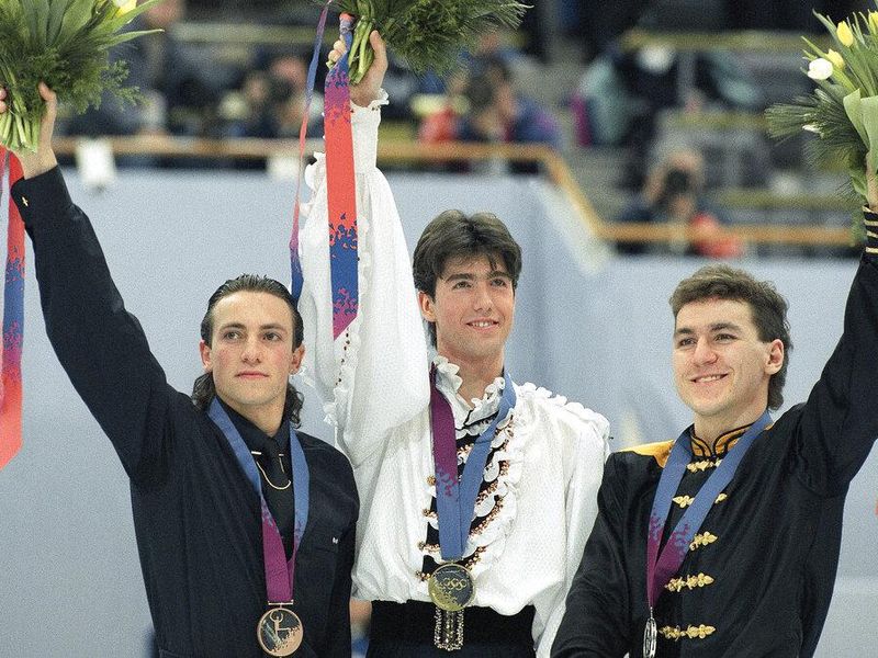 Elvis Stojko winning a silver medal