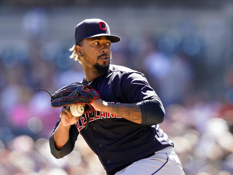 Emmanuel Clase pitching for Cleveland Indians