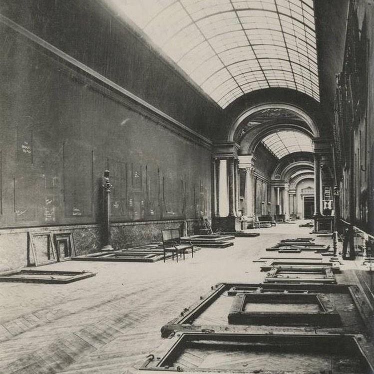 Empty walls of the Louvre