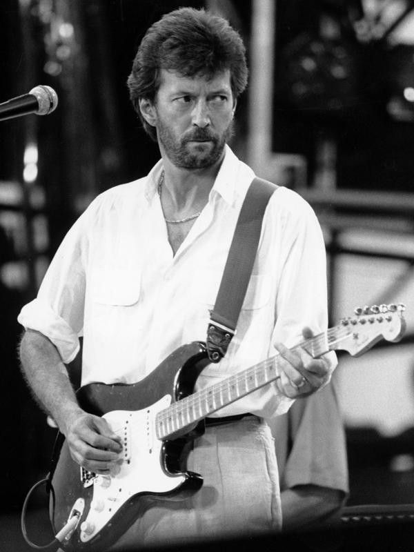 Eric Clapton at Live Aid concert in Philadelphia in 1985