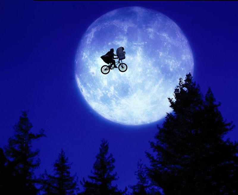 E.T. going over the moon