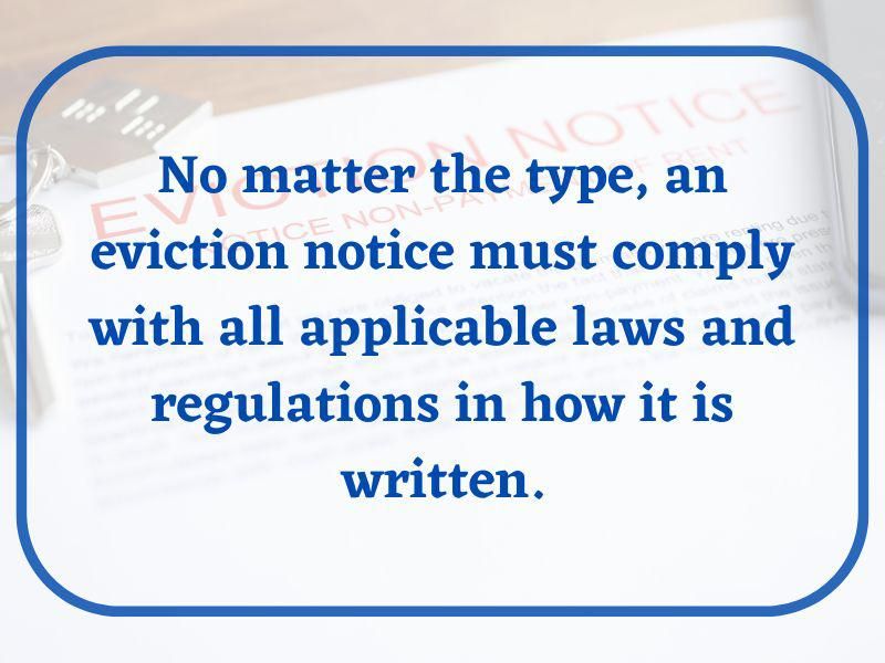 Eviction notices must comply with all applicable laws