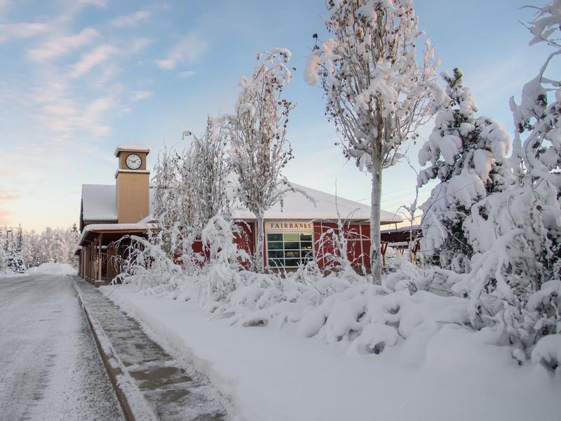 Fairbanks Alaska Railroad Station in Winter