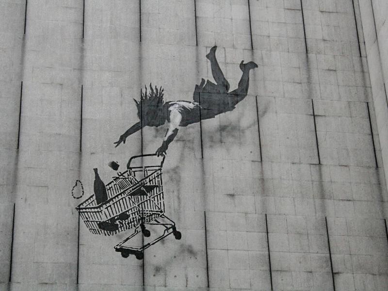 'Falling Shopper' London