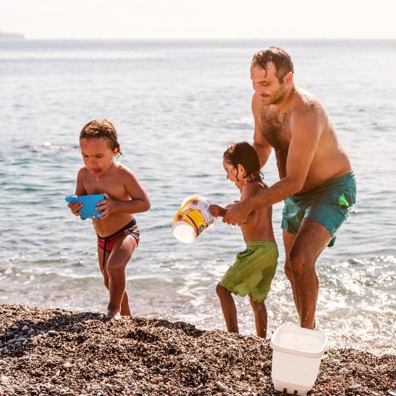 Family having fun at the beach in Antalya