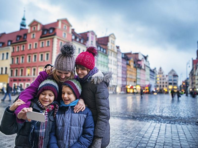 Family sightseeing city of Wroclaw