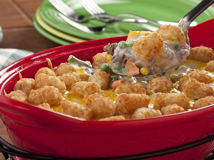 Famous Minnesota hot dish with tater tots
