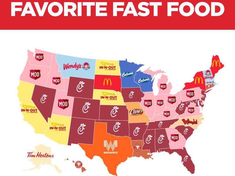 Favorite fast foods in America