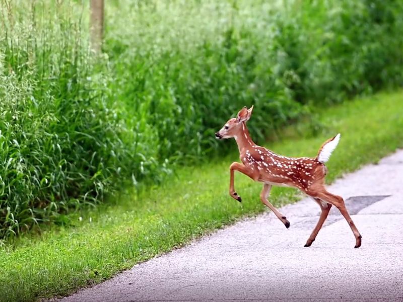 Fawn on the road