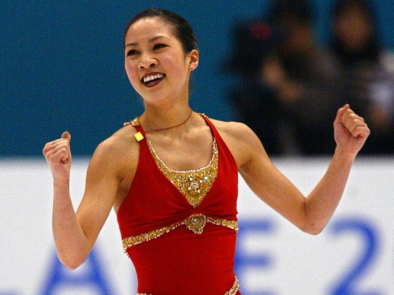 Female figure skater Michelle Kwan at the skating rink