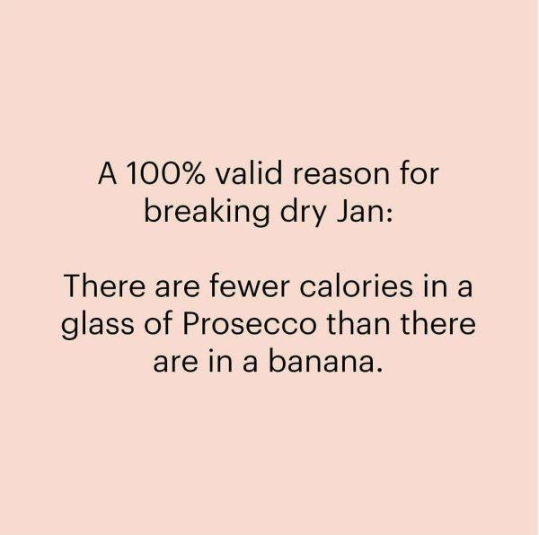 Fewer calories in a glass of Prosecco than in a banana meme
