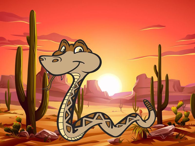 Fiery Desert Sunset with rattlesnake