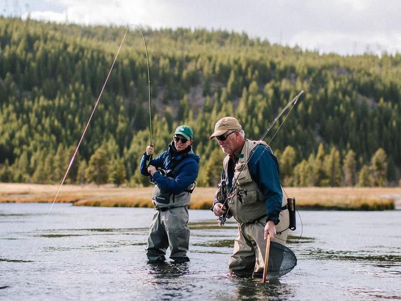 Fishing in Firehole River, Yellowstone National Park