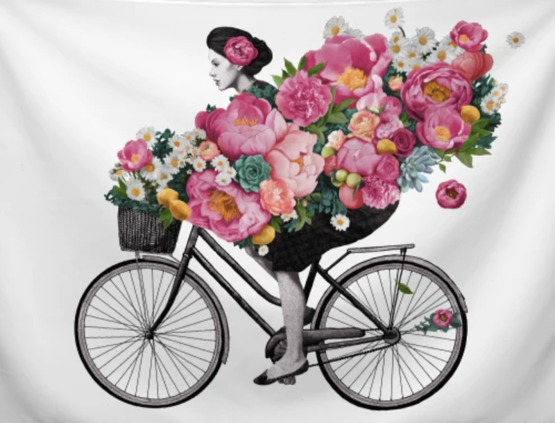 Floral Bicycle Tapestry