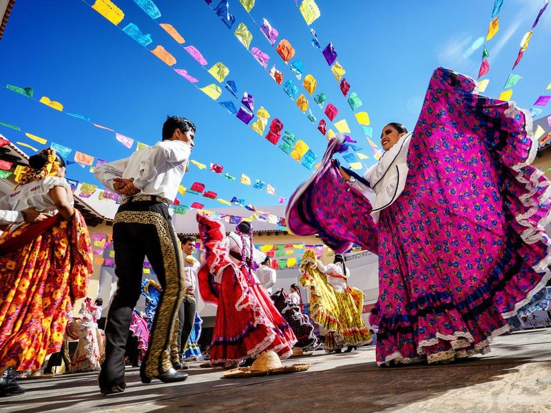 Folklore dancers dancing in Puerto Vallarta, Mexico