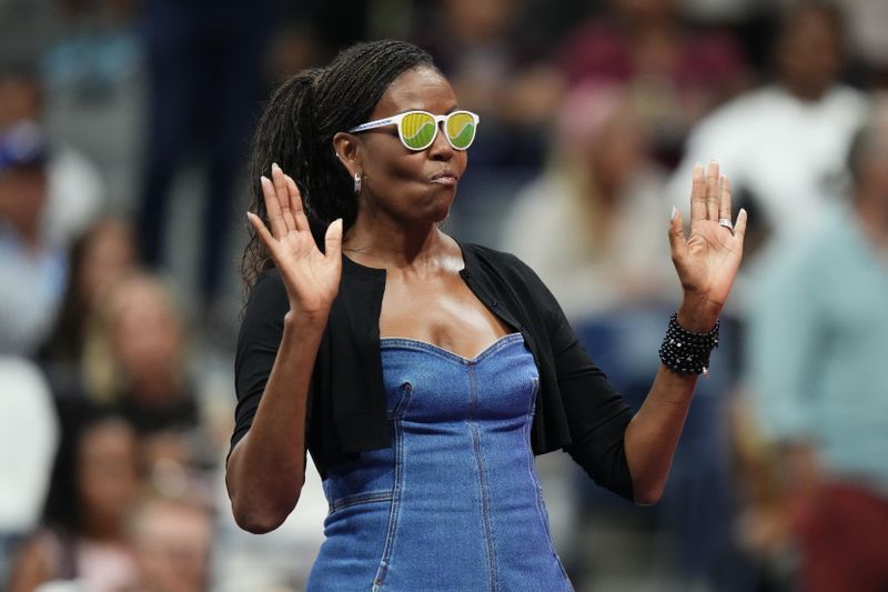 Former first lady Michelle Obama during the opening ceremony of the 2023 U.S. Open