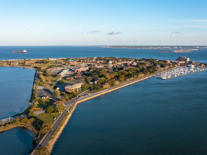 Fort Monroe National Historic Site looking toward Norfolk and the Chesapeake Bay