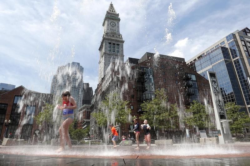 Fountain on the Rose Kennedy Greenway in Boston