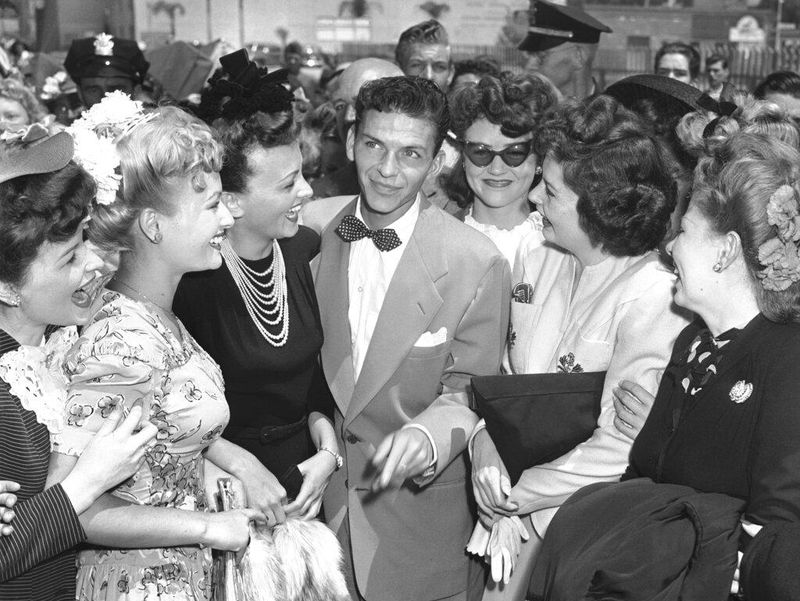 Frank Sinatra with fans