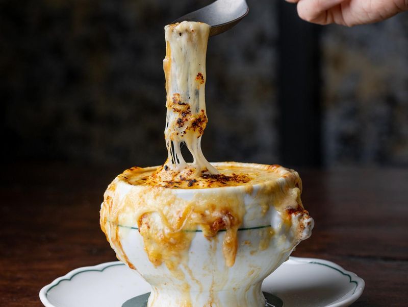 French onion soup at the Lumiere