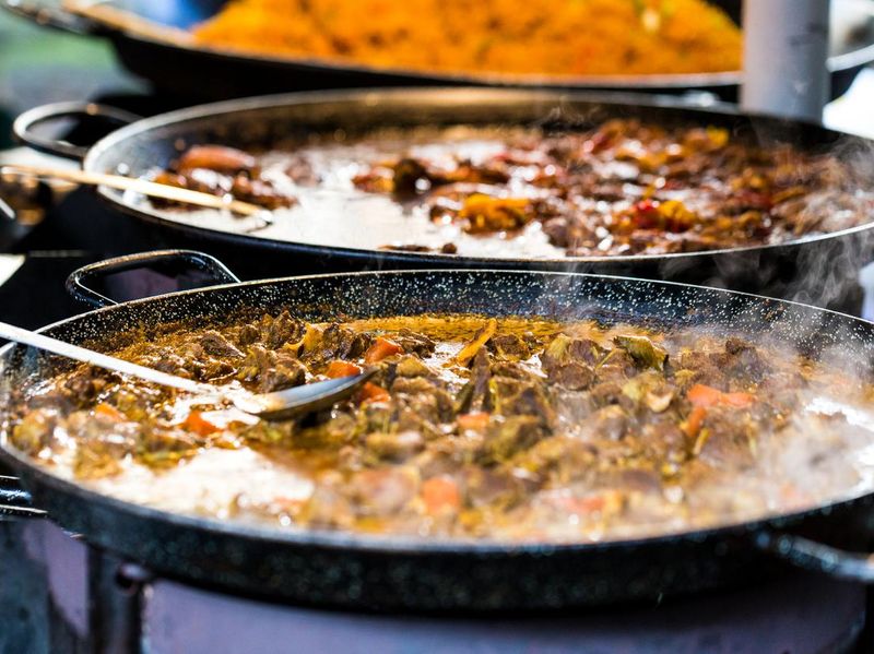 Freshly cooked curry at street food market