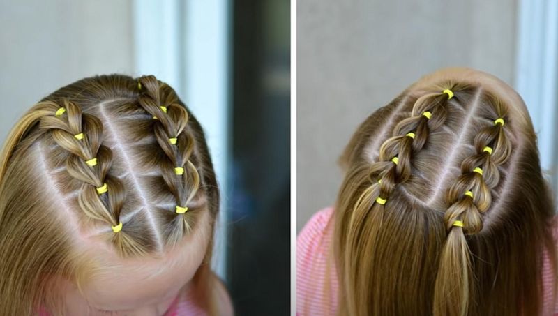 Front pull through braids for toddlers