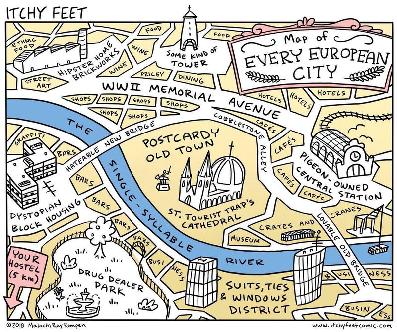 Funny map of European cities