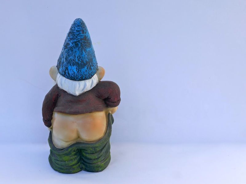 Garden gnome with naked butt