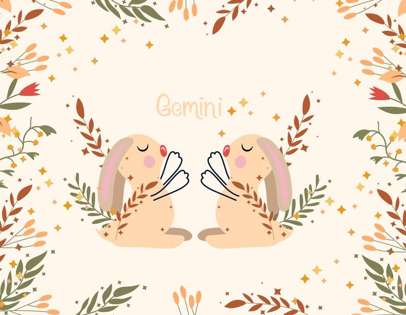 Gemini zodiac sign. Cute banner with Gemini, stars, flowers, and leaves. Astrological sign of the zodiac. Vector illustration.
