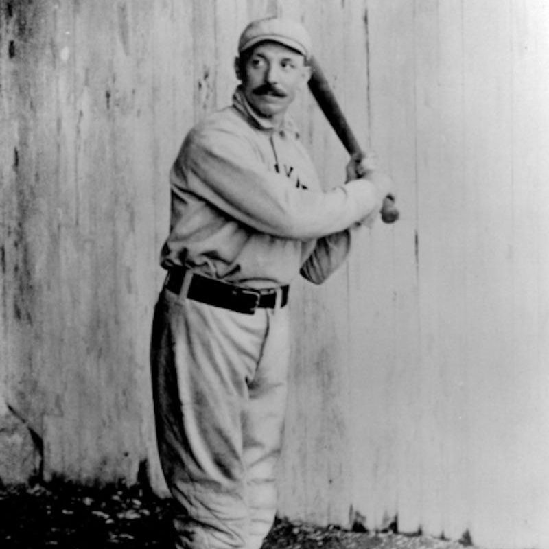 George Davis holding bat