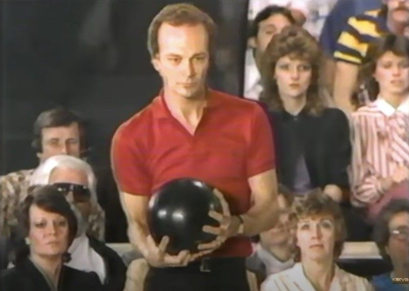 George Pappas cradles his bowling ball